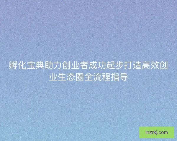 孵化宝典助力创业者成功起步打造高效创业生态圈全流程指导